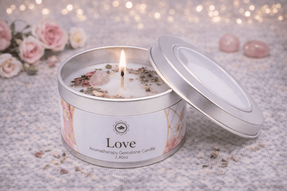Bougie Green Tree 'Amour' Quartz Rose + Rose 70g