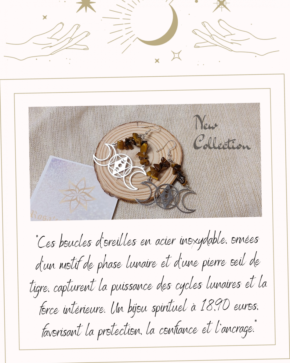 Boucles d'oreilles phase lunaire - œil de tigre