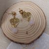 boucles d 'oreilles arbre de vie quartz rose boucles d 'oreilles arbre de vie acier inoxydable doré quartz rose