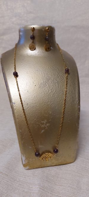 collier améthyste et arbre de vie