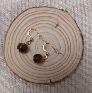 boucles d 'oreilles pierre œil de tigre acier inoxydable doré boucles d 'oreilles pierre œil de tigre acier inoxydable doré
