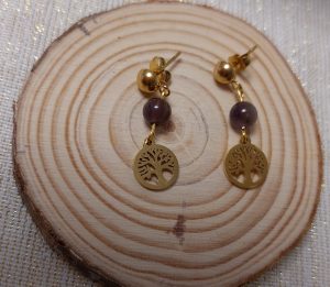 boucles d 'oreilles amethyste