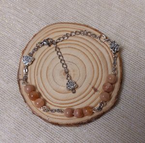 bracelet pierre de lune sur acier inoxydable