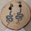 boucles d’oreilles onyx et serpent boucles d 'oreilles serpent et pierre onyx- acier inoxydable