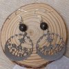 boucles d 'oreilles champignons et pierre naturelle pyrite en acier inoxydable