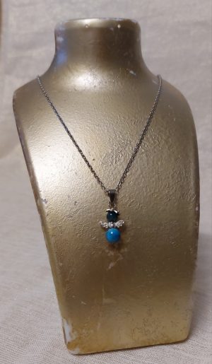 collier ange en apatite sur acier inoxydable