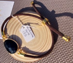 bracelet cordon réglable obsidienne