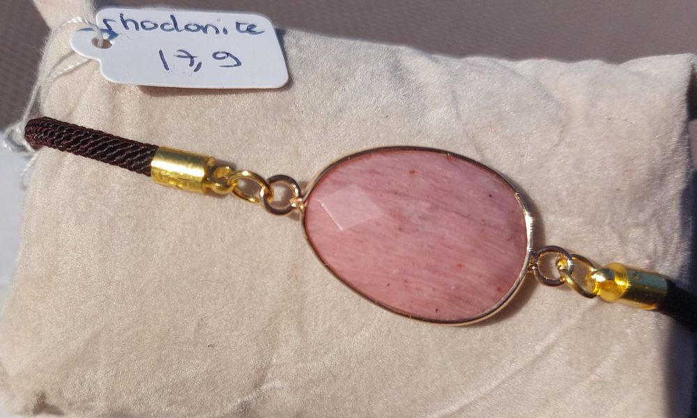 bracelet cordon réglable rhodonite