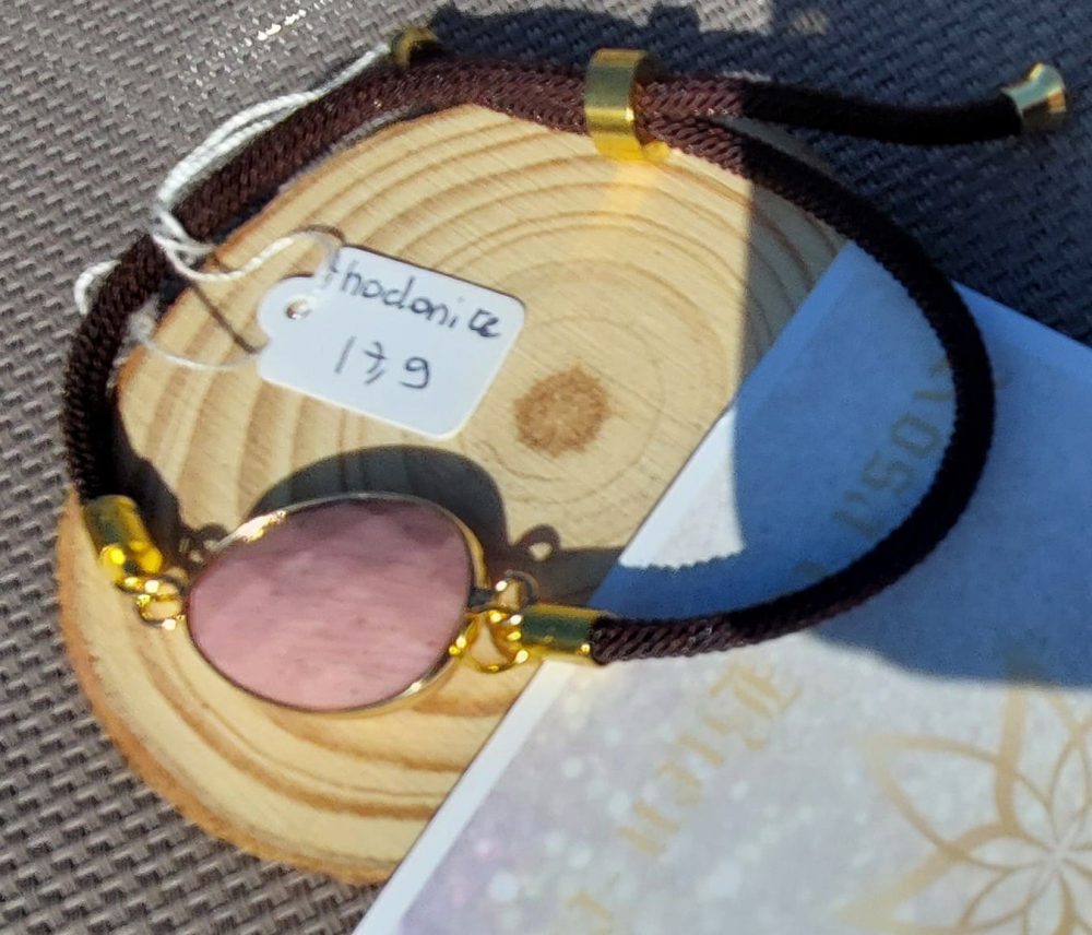 bracelet cordon réglable rhodonite