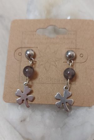 boucles d'oreilles trèfles et améthyste