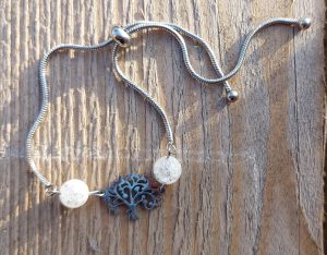 bracelet bijou fait main acier inoxydable arbre de vie cristal de roche