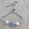 bracelet bijou fait main acier inoxydable arbre de vie quartz rose