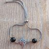bracelet bijou fait main acier inoxydable noeud de sorciere tourmaline