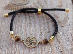 bracelet bijou fait main arbre de vie oeil de tigre