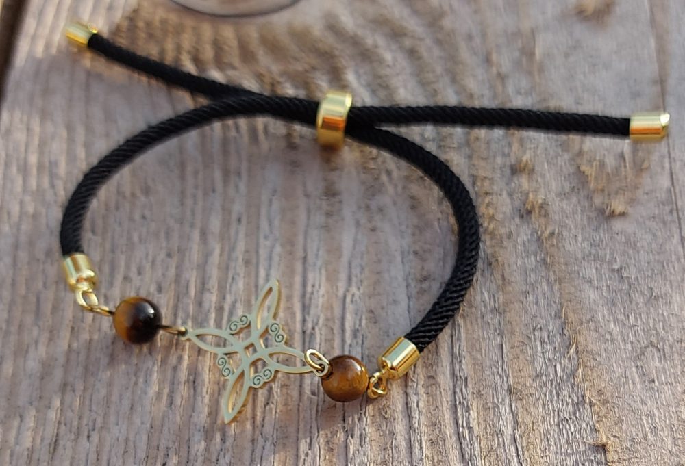 bracelet bijou fait main noeud de sorciere oeil de tigre