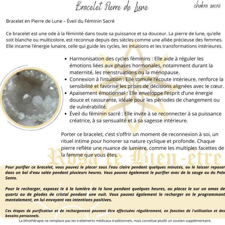 bracelet pierre de lune - féminin sacré