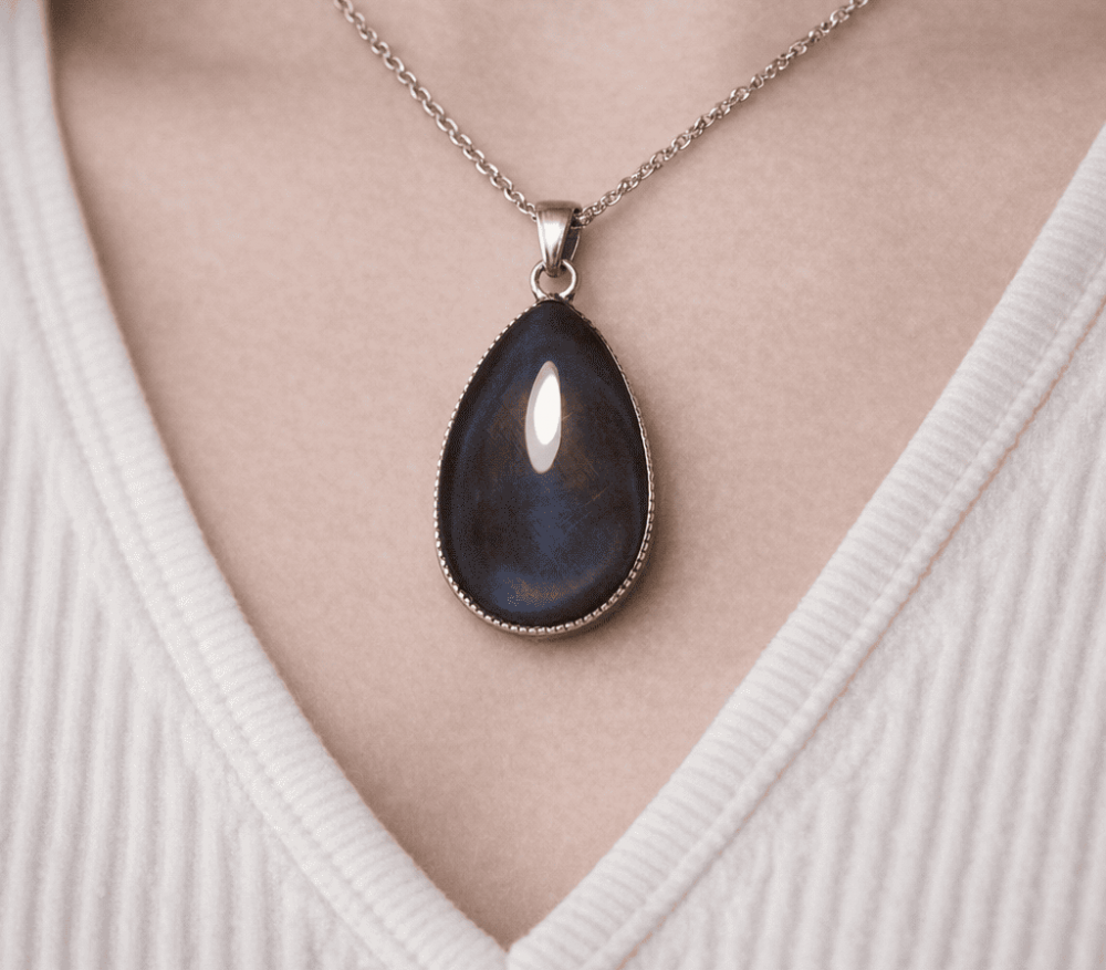 collier obsidienne œil céleste