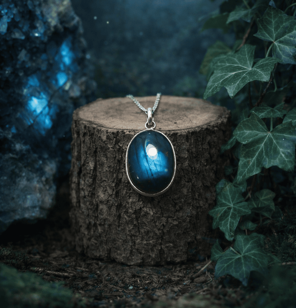 collier labradorite reflet bleu