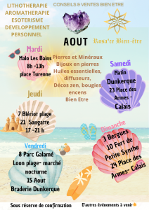 planning aout rosa'ce bien etre - marchés et évènements locaux