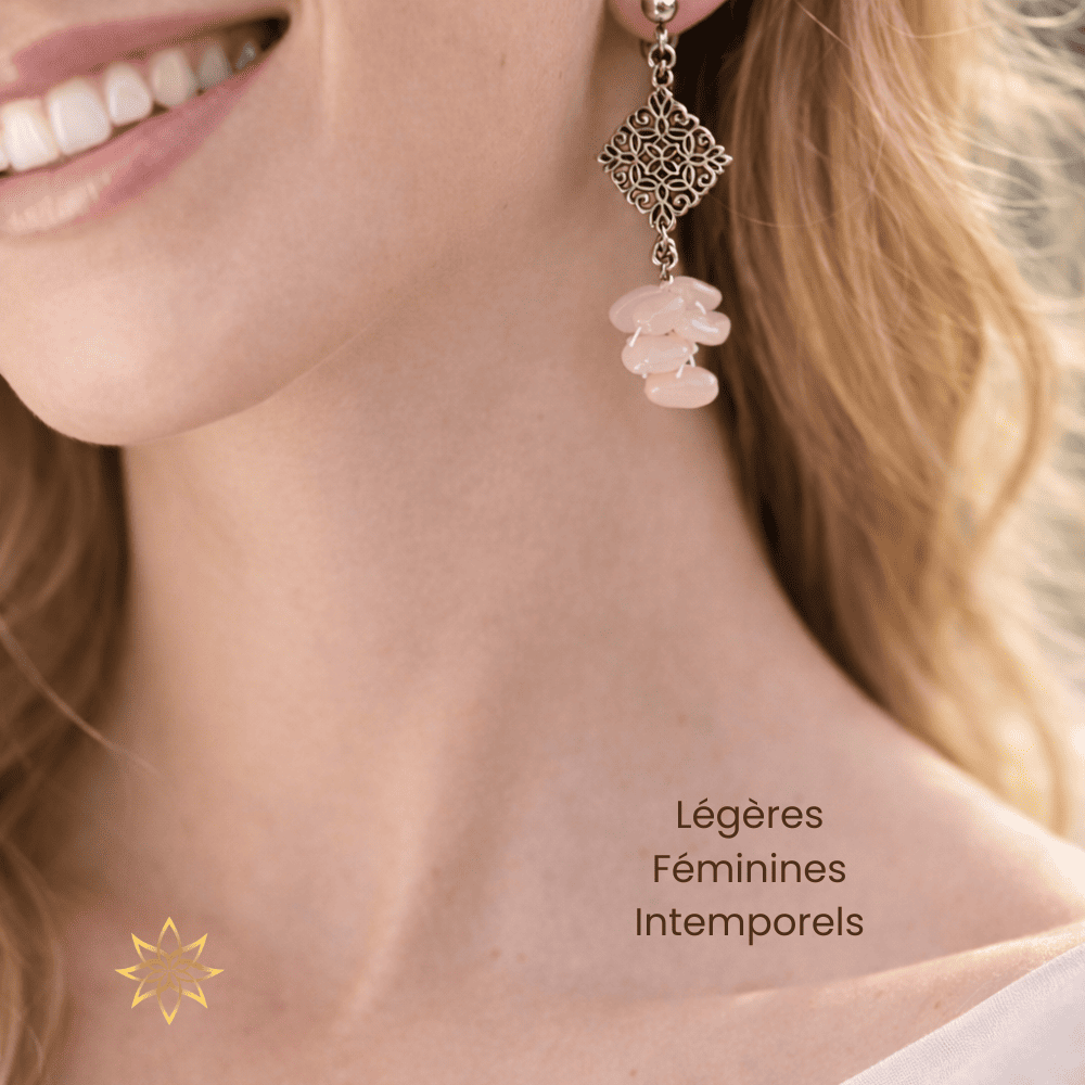 Parure “Tendresse Rosée" de Quartz Rose