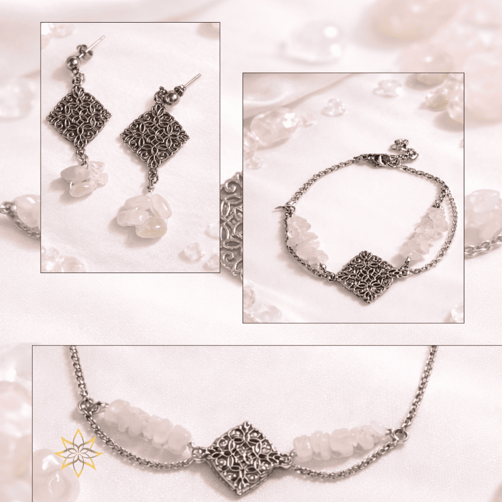 Parure “Tendresse Rosée" de Quartz Rose
