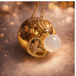 Bola de grossesse doré à la finition brillante, orné d’une perle quartz rose naturelle et de charms symboliques. Son son cristallin apaise bébé in utero et invite à la connexion émotionnelle. Ce bijou de grossesse allie élégance, douceur et spiritualité, parfait pour accompagner la future maman avec bienveillance.