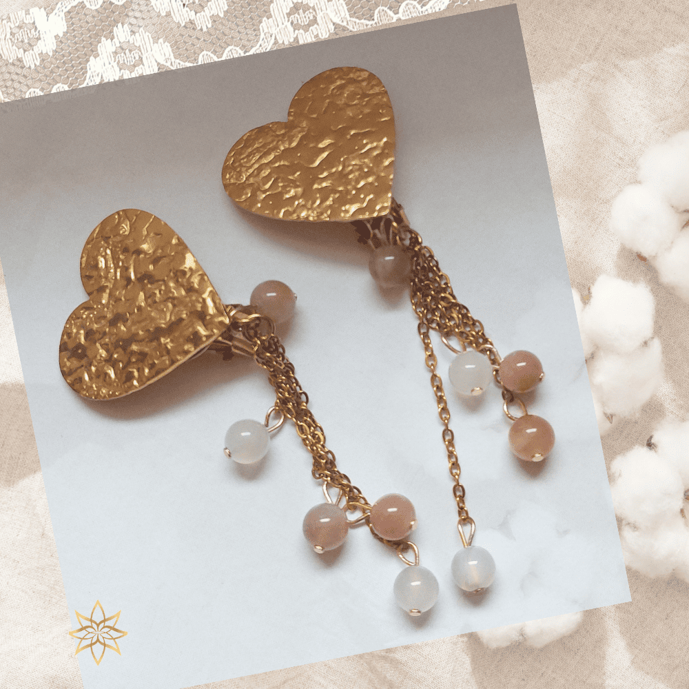 Parure Lune de miel – Pierre de lune et acier inoxydable