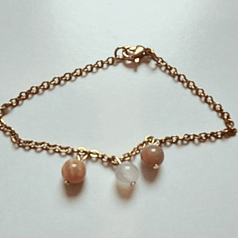 Parure Lune de miel – Pierre de lune et acier inoxydable