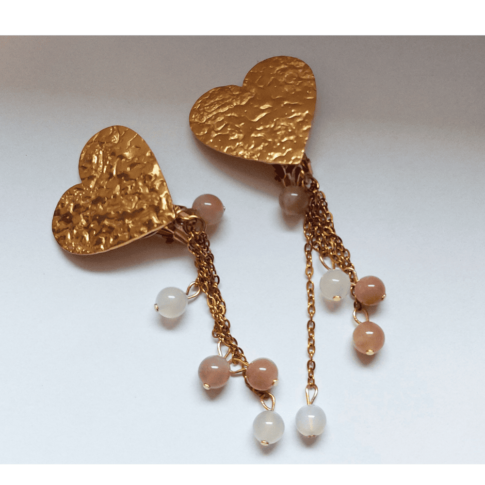 Parure Lune de miel – Pierre de lune et acier inoxydable