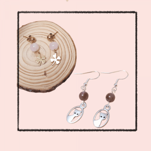 Parure Lune de miel – Pierre de lune et acier inoxydable