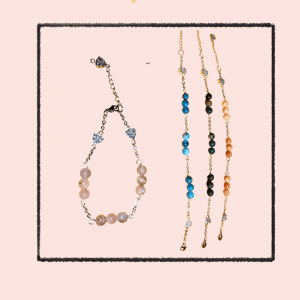Parure Lune de miel – Pierre de lune et acier inoxydable