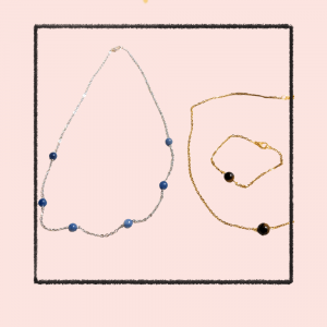 Parure Lune de miel – Pierre de lune et acier inoxydable