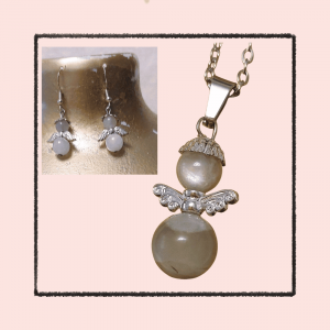 Parure Lune de miel – Pierre de lune et acier inoxydable