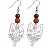 Boucles d’oreilles chat mystique en métal argenté Boucles d’oreilles mystiques en pierres naturelles – Collection 2 Bijoux de Sorcière