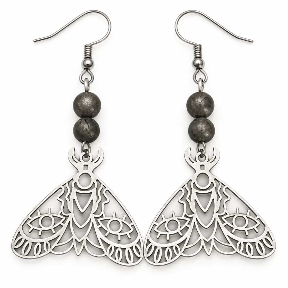 Boucles d’oreilles papillons mystiques en métal Boucles d’oreilles mystiques en pierres naturelles – Collection 2 Bijoux de Sorcière