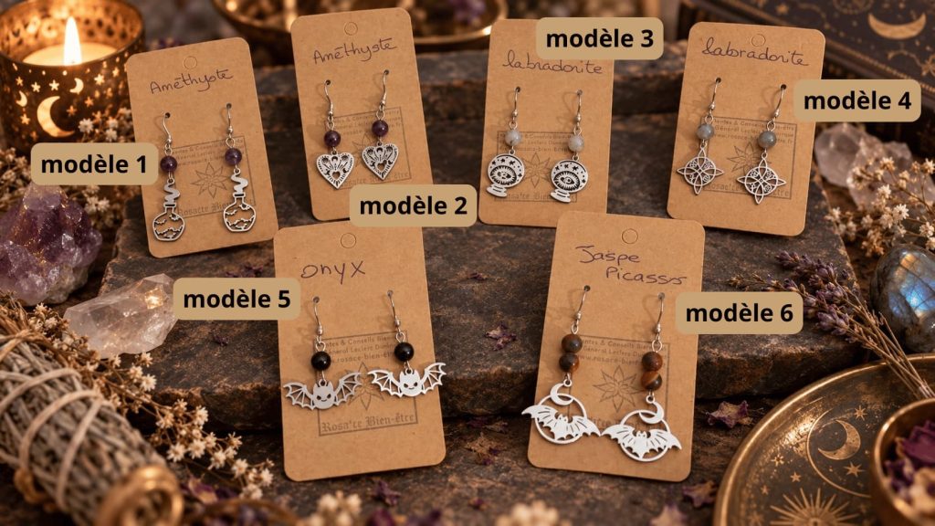 Boucles d’oreilles mystiques en pierres naturelles – Collection 1 Bijoux de Sorcière
